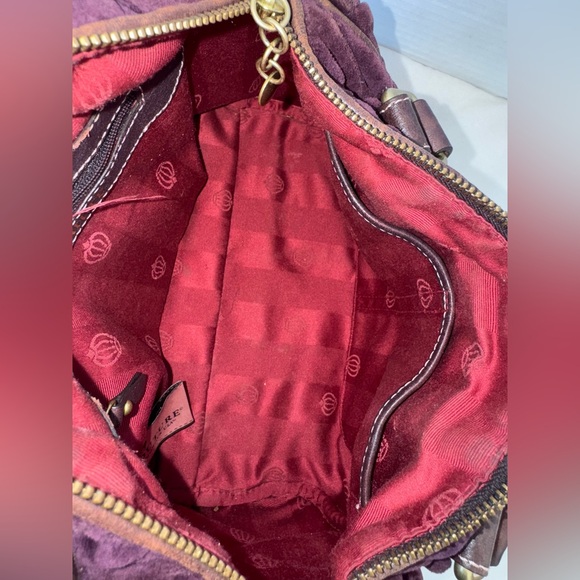 Vintage Juicy Couture Purple Velvet And Lamb Leather Royal Handbag Purse Y2K 90s - Picture 15 of 16